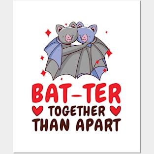 Valentine's Day Cuddling Cute Bats Couple Posters and Art